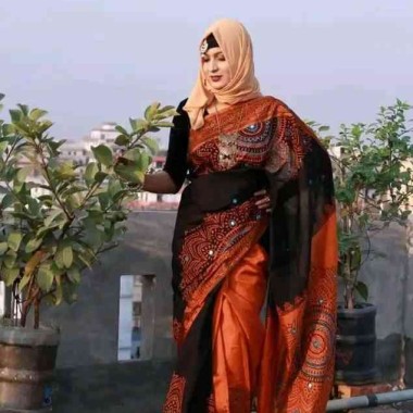 Hand paint half silk saree