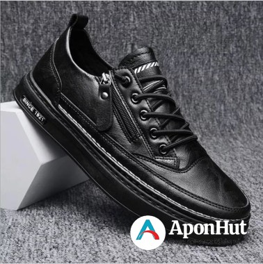 Imported China Lether Black Sneakers
