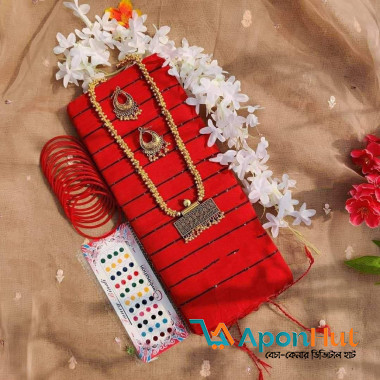 Half Silk Sequined Saree Combo Package