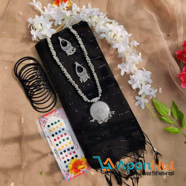 Half Silk Sequined Saree Combo Package
