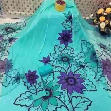 ভয়েল কাপড়ের উপর স্কিন প্রিন্ট করা থ্রি পিস