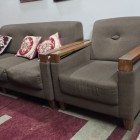 A 5-seat wooden fabric sofa