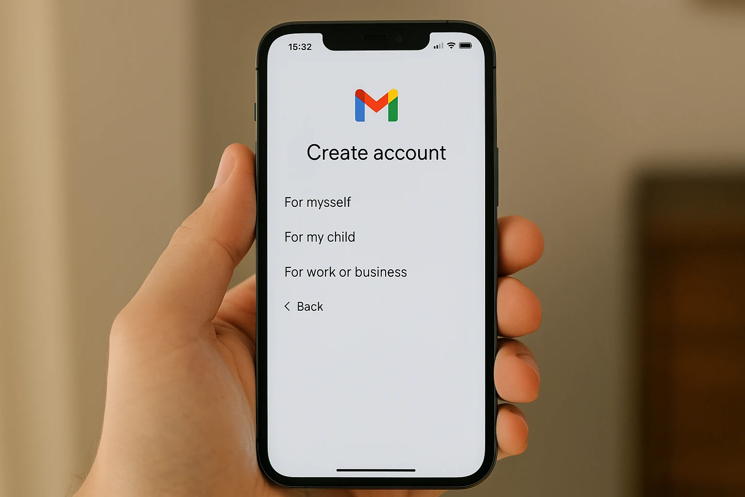 মোবাইল ফোনে জিমেইল অ্যাকাউন্ট খোলার নিয়ম: iPhone-এ Gmail Create account স্ক্রিন, জিমেইল রেজিস্ট্রেশন প্রক্রিয়া বোঝাতে
