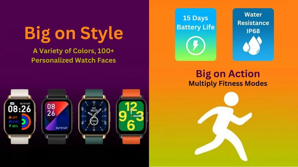 Zeblaze Btalk Smart Watch front view showing large color screen and modern design